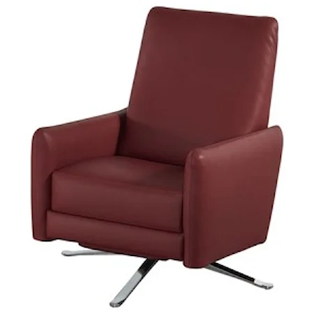 Contemporary High Leg Recliner with Swivel Base